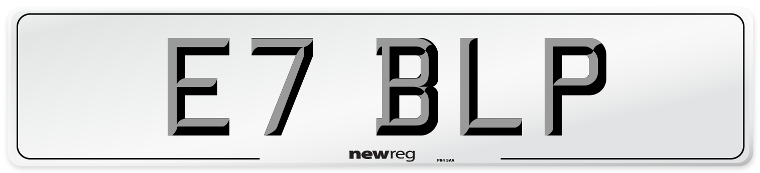 E7 BLP Number Plate from New Reg